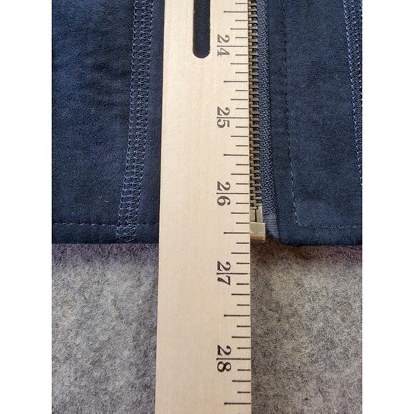 Enzo Tovare Coat Mens Medium Blue Faux Suede Elbow Patches Bomber Jacket - Picture 14 of 14